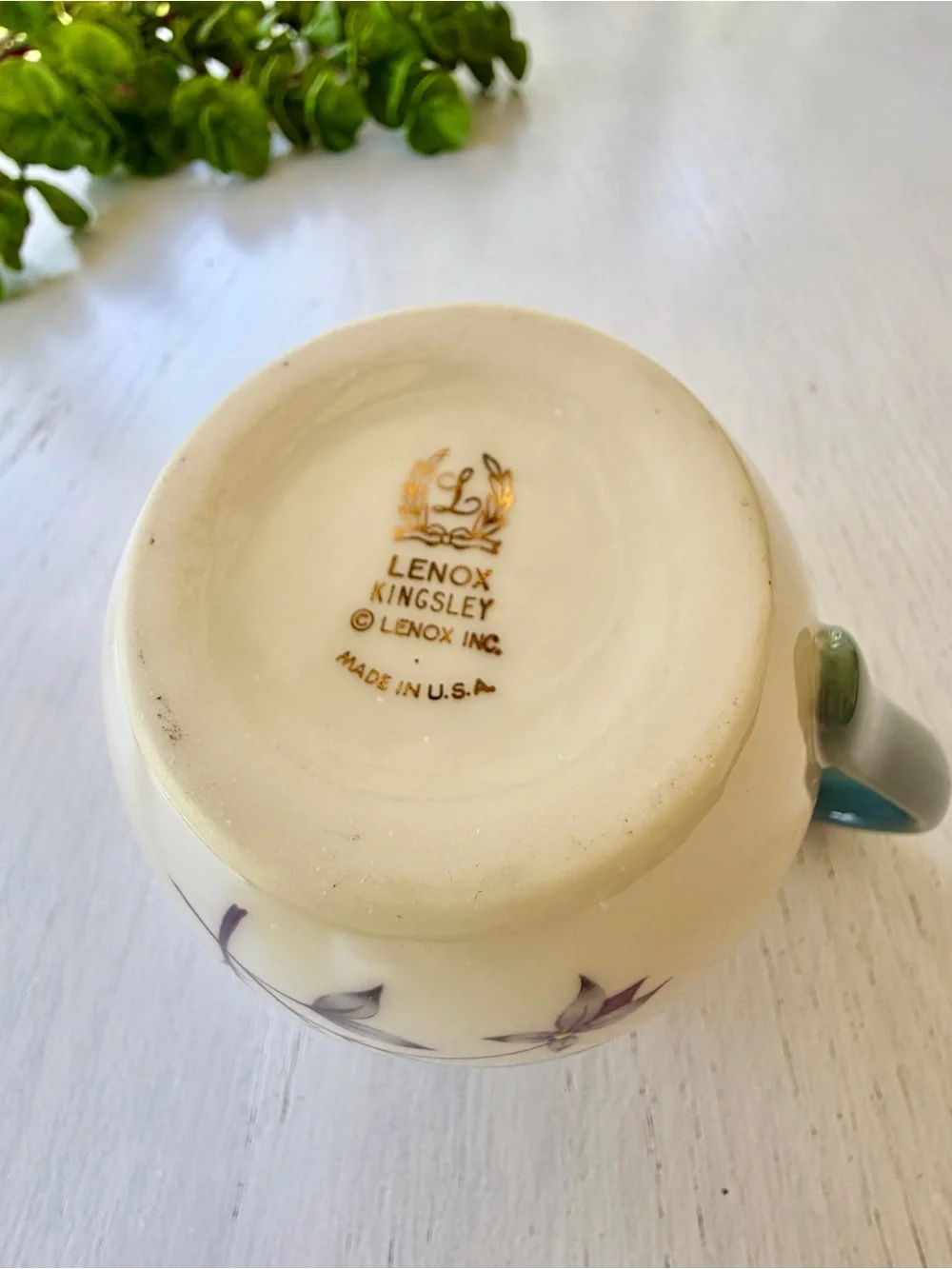 VINTAGE, LENOX, “KINGSLEY”, FINE BONE CHINA, SUGAR BOWL WITH LID & CREAMER.
